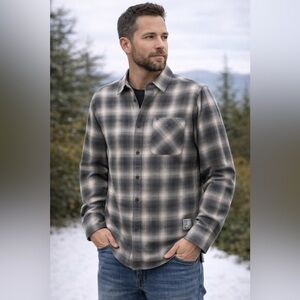 Black Mountain Yellow Plaid Flannel Shirt Organic Cotton Outdoor